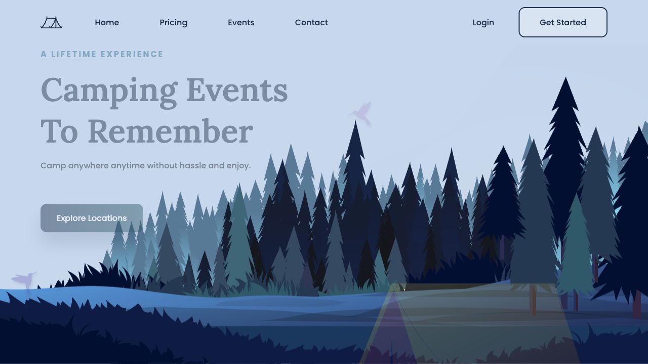 Camping Events website preview