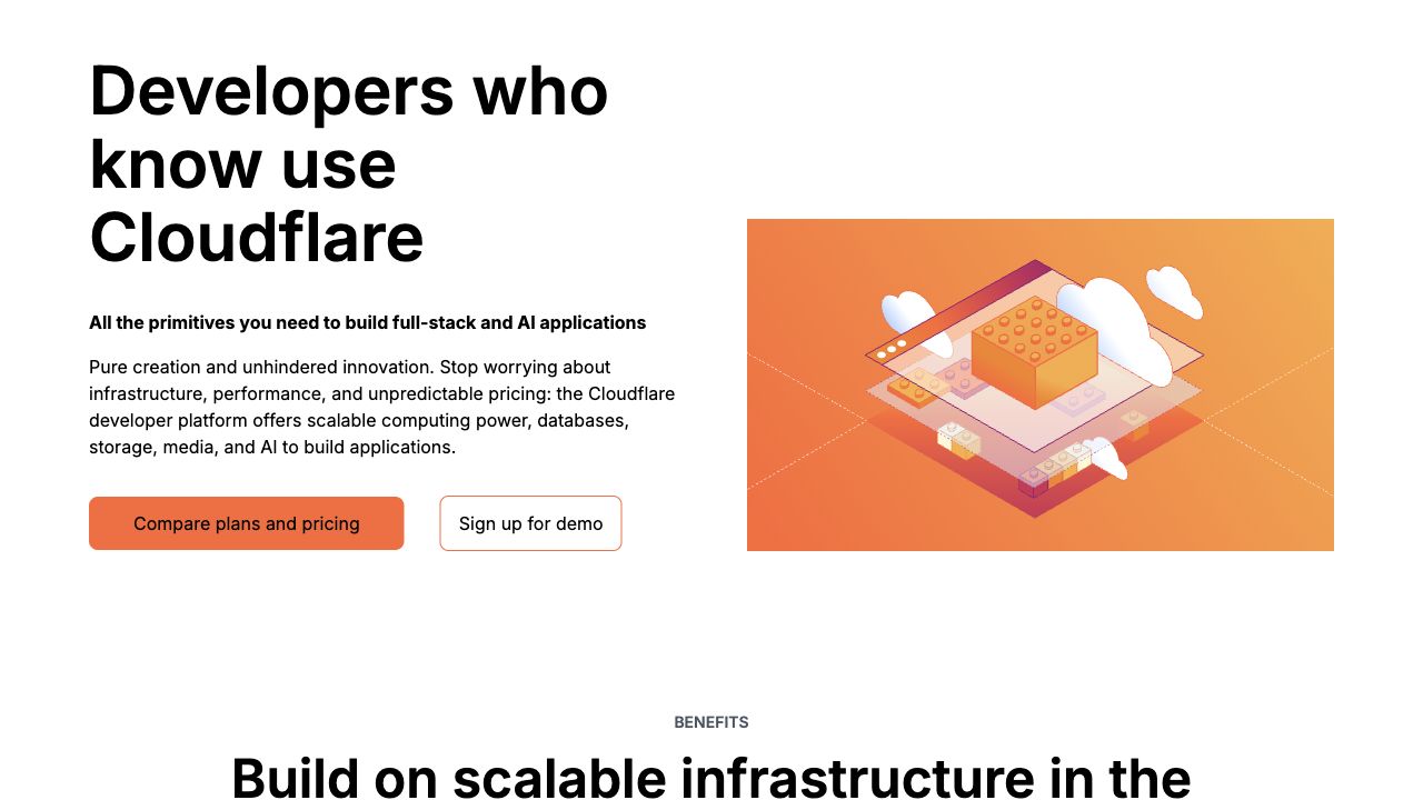 Cloudflare developer platform page screenshot